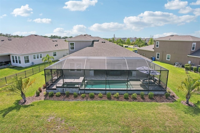 5477 Wayfarer Ave, Apollo Beach, FL 33572 - view of pool featuring a patio area, a residential view, and a lanai