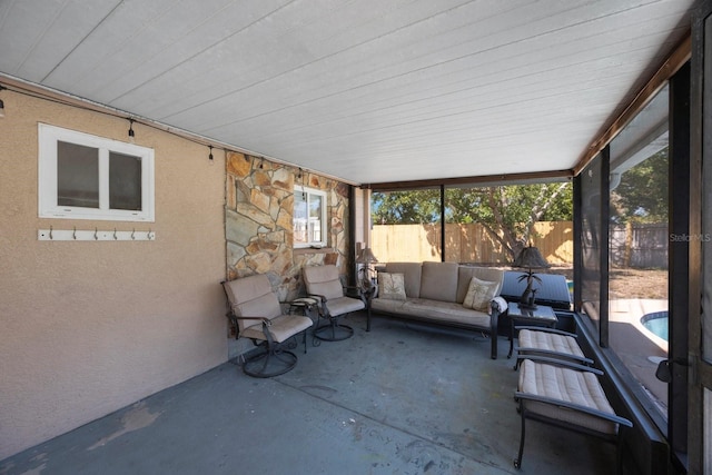 view of unfurnished sunroom