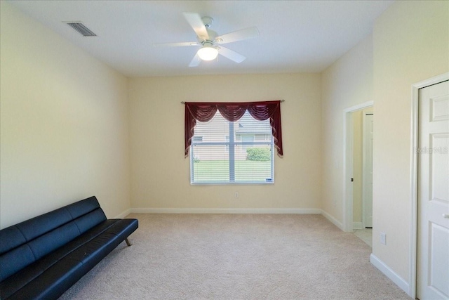 16637 Ashton Green Dr, Lutz, FL 33558 - unfurnished room featuring baseboards, ceiling fan, carpet flooring, and visible vents