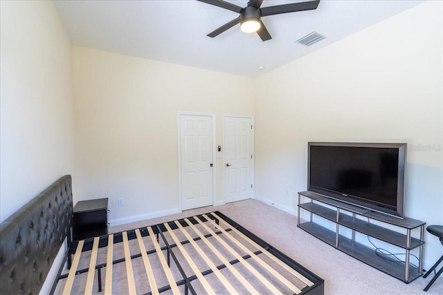 16637 Ashton Green Dr, Lutz, FL 33558 - interior space with carpet floors, baseboards, visible vents, and ceiling fan
