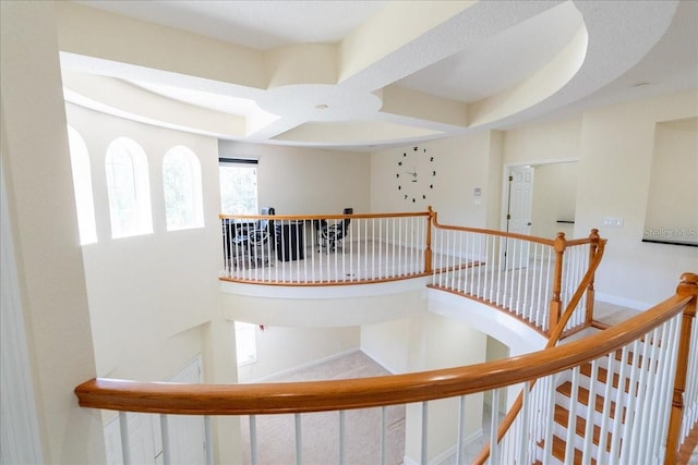 16637 Ashton Green Dr, Lutz, FL 33558 - stairs with baseboards and coffered ceiling