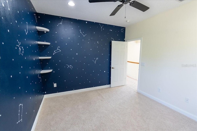 16637 Ashton Green Dr, Lutz, FL 33558 - carpeted empty room featuring baseboards, a ceiling fan, and recessed lighting