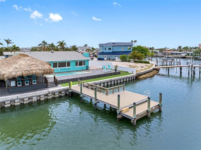 326 176th Avenue Cir, Redington Shores, FL 33708 - dock featuring a water view and a swimming pool