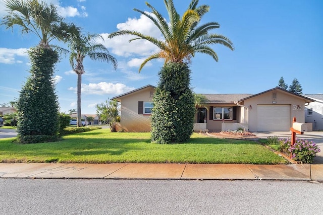 7534 Culberson Dr, Port Richey, FL 34668 - view of front of property featuring an attached garage, driveway, stucco siding, and a front yard