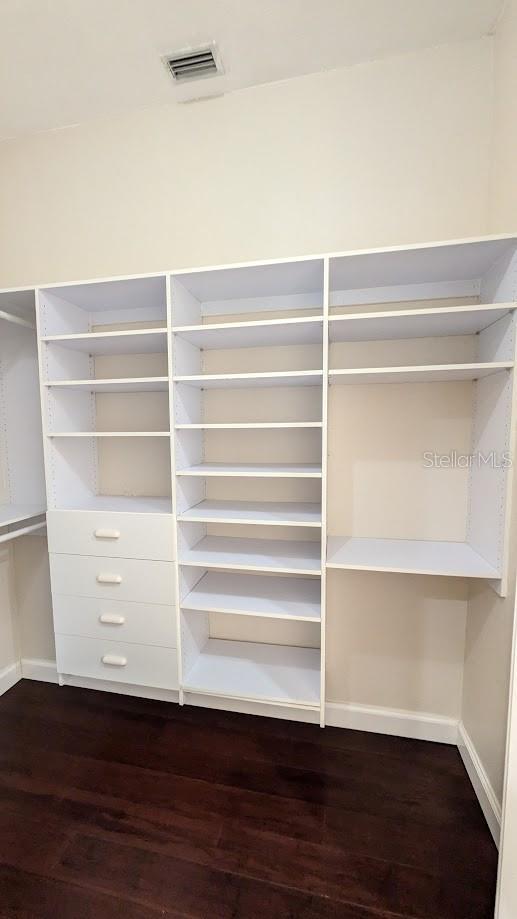 4872 Silverthorne Ct, Oldsmar, FL 34677 - walk in closet with dark wood-style flooring