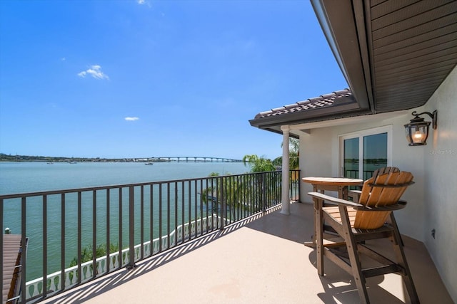 balcony with a water view