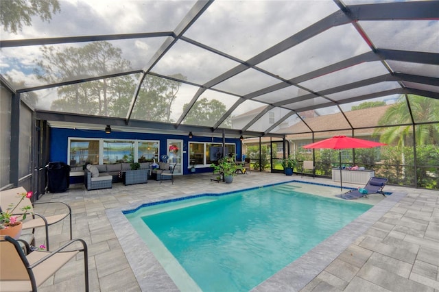 297 Lakeview Dr, Tarpon Springs, FL 34689 - swimming pool with outdoor lounge area, a patio, and a lanai