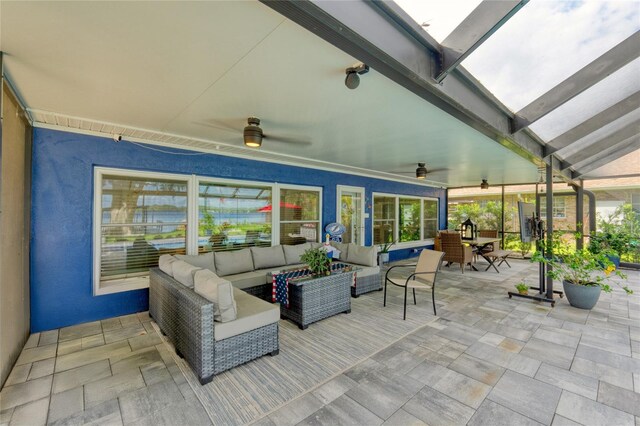 297 Lakeview Dr, Tarpon Springs, FL 34689 - view of patio / terrace featuring a ceiling fan, outdoor dining space, and an outdoor living space