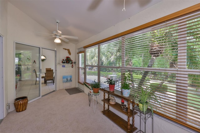 sunroom / solarium with ceiling fan