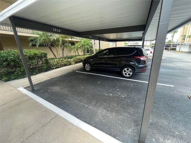 view of covered parking lot