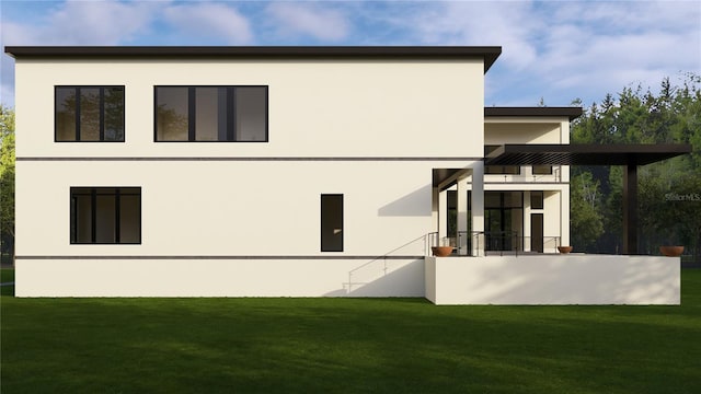 602 Channel Dr, Tampa, FL 33606 - rear view of house with stucco siding and a yard
