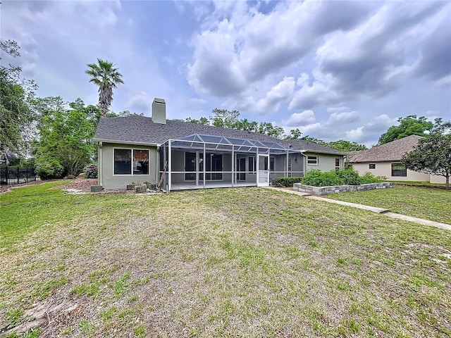 5058 Westlake Blvd, Dade City, FL 33523 - rear view of house with a chimney and a lanai