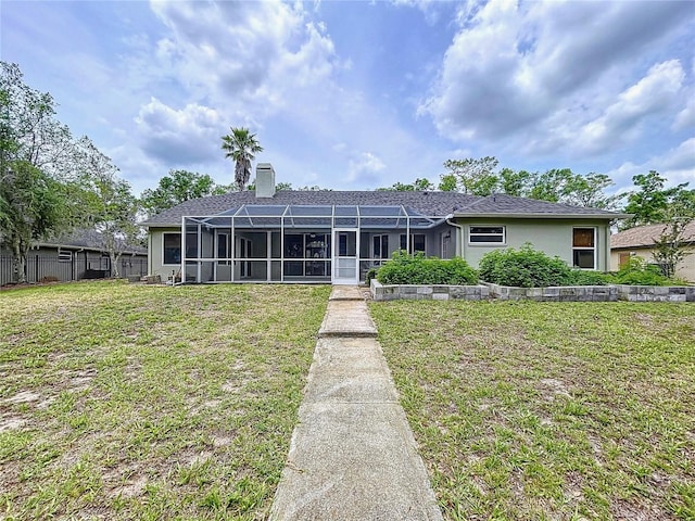 5058 Westlake Blvd, Dade City, FL 33523 - back of property featuring a chimney and glass enclosure