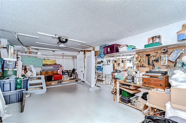garage with a garage door opener