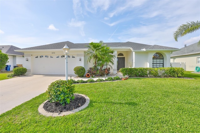 6332 35th Avenue Cir E, Palmetto, FL 34221 - ranch-style house featuring an attached garage, driveway, a front lawn, and stucco siding