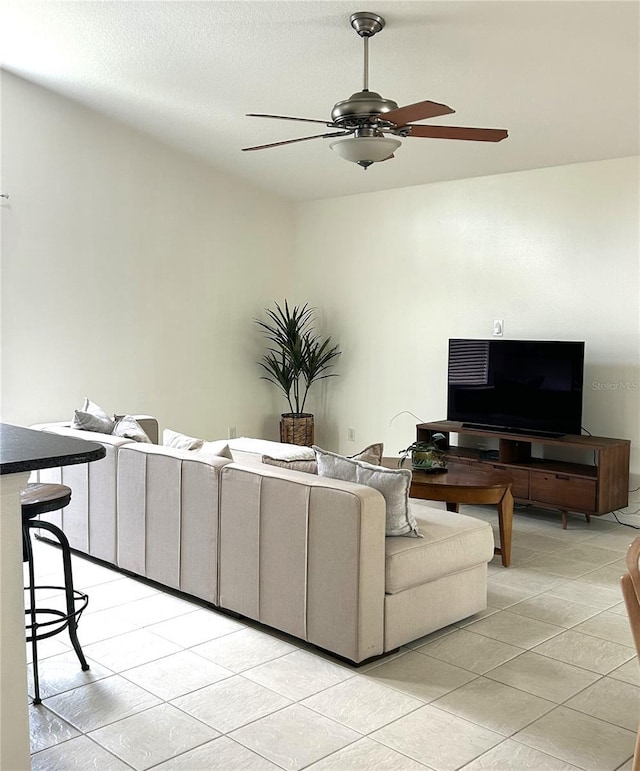 6332 35th Avenue Cir E, Palmetto, FL 34221 - living area with a ceiling fan and light tile patterned floors
