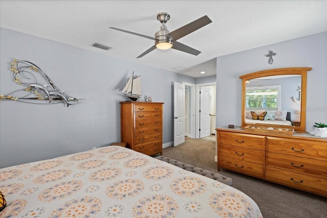 bedroom featuring carpet and a ceiling fan