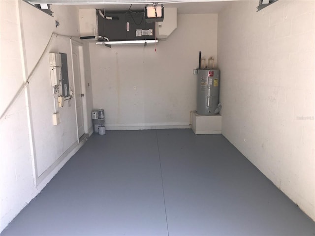 garage featuring electric water heater