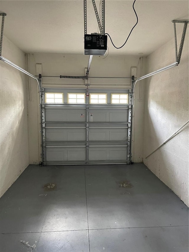 garage with a garage door opener