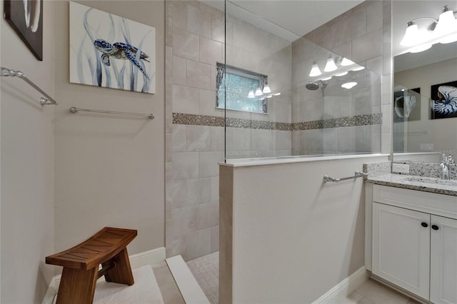 6507 Maiden Sea Dr, Apollo Beach, FL 33572 - full bathroom featuring vanity, baseboards, and walk in shower