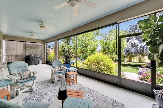 6507 Maiden Sea Dr, Apollo Beach, FL 33572 - sunroom featuring ceiling fan and a wealth of natural light