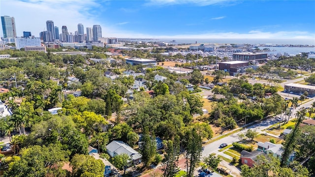 bird's eye view with a city view