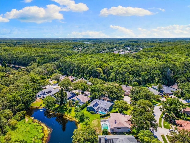 4690 Wrentham Pl, Palm Harbor, FL 34685 - drone / aerial view of a heavily wooded area and a nearby body of water