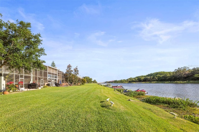 exterior space featuring a water view