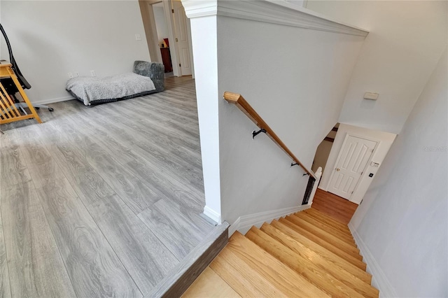 10636 Dawns Light Dr, Riverview, FL 33578 - stairway with wood finished floors and baseboards
