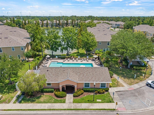 8848 Moonlit Meadows Loop, Riverview, FL 33578 - aerial perspective of suburban area featuring a nearby body of water and a pool area