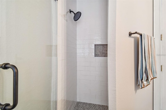 bathroom with a shower stall