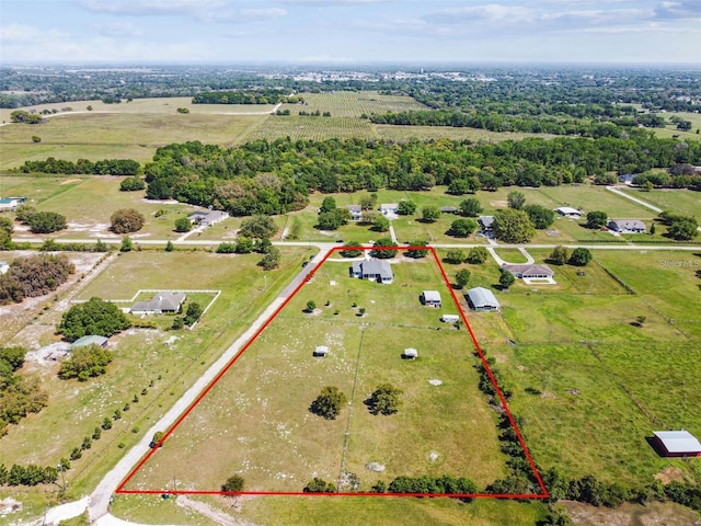 aerial view with a rural view