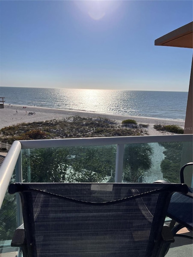 view of water feature featuring a beach view