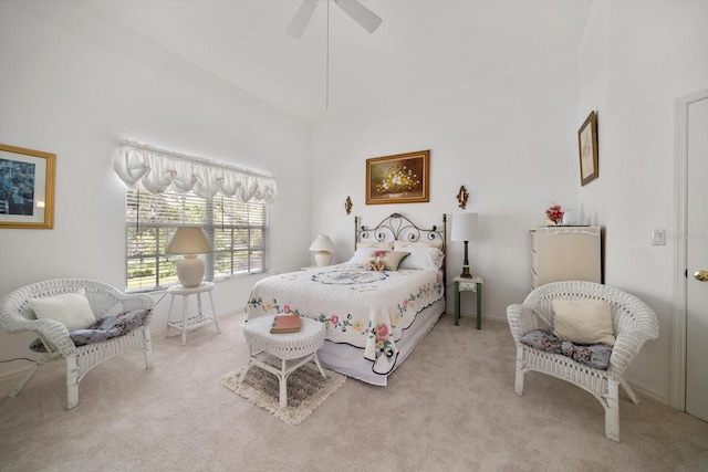 carpeted bedroom with a ceiling fan