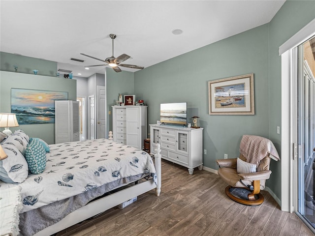 2908 89th Ave E, Parrish, FL 34219 - bedroom featuring wood finished floors, baseboards, a ceiling fan, and recessed lighting