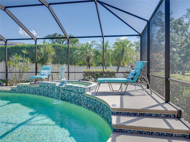 2908 89th Ave E, Parrish, FL 34219 - view of pool with a patio, glass enclosure, and a pool with connected hot tub