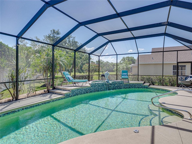 2908 89th Ave E, Parrish, FL 34219 - outdoor pool featuring a patio area and glass enclosure