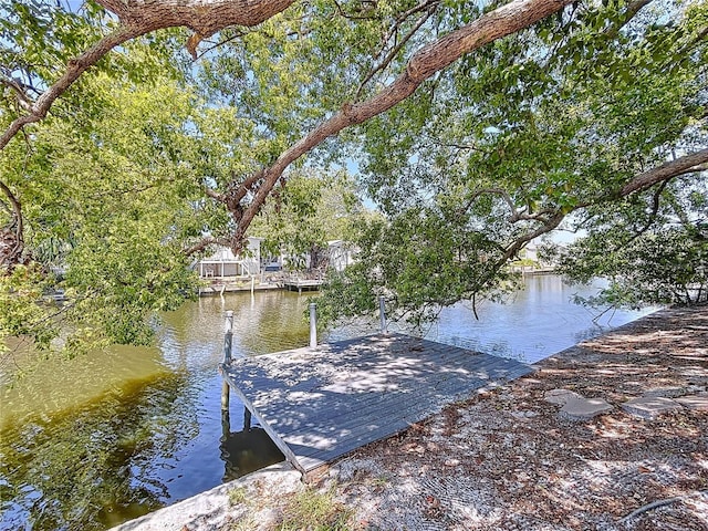 view of dock featuring a water view