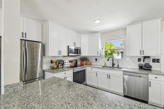kitchen featuring stainless steel appliances, a sink, and tasteful backsplash