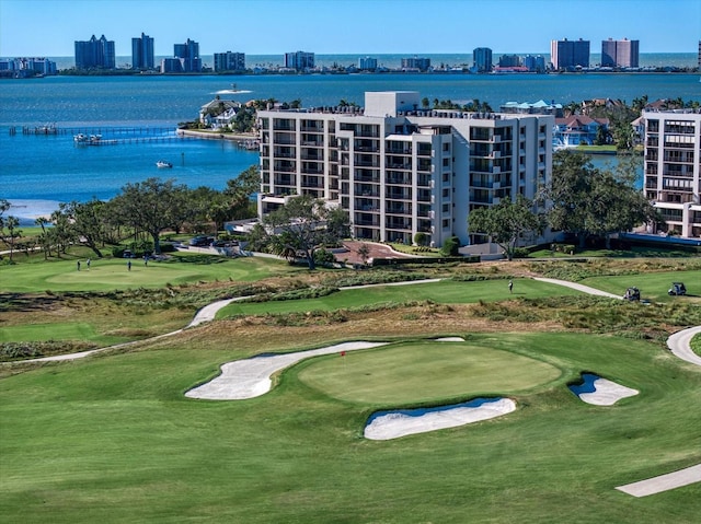 4 Belleview Blvd Unit 802, Belleair, FL 33756 - aerial view featuring a water view, view of golf course, and a view of city