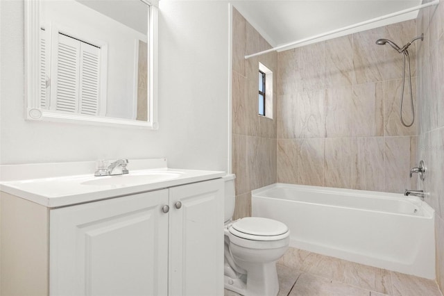 full bath featuring toilet, shower / bathing tub combination, and vanity