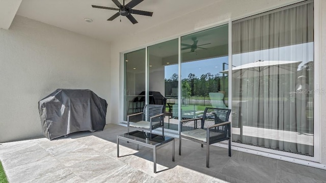 view of patio / terrace with a ceiling fan