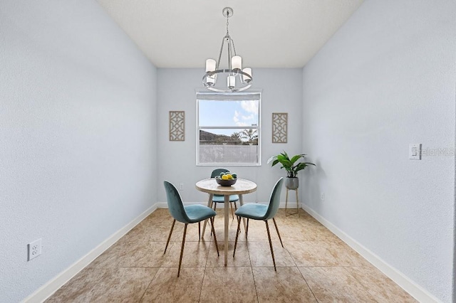 18677 Milton Keynes Ct, Land O Lakes, FL 34638 - dining area with a chandelier and baseboards