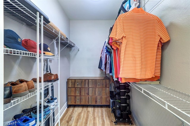 spacious closet with wood finished floors