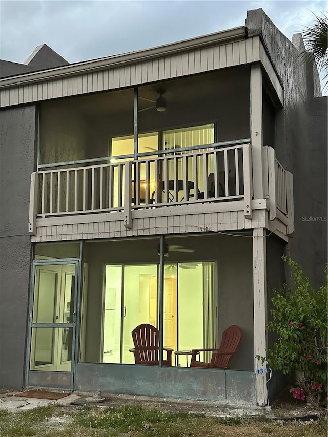 4022 Cortez Dr Unit A, Tampa, FL 33614 - rear view of property featuring a ceiling fan and a balcony