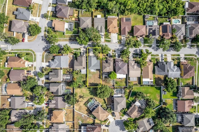 bird's eye view with a residential view