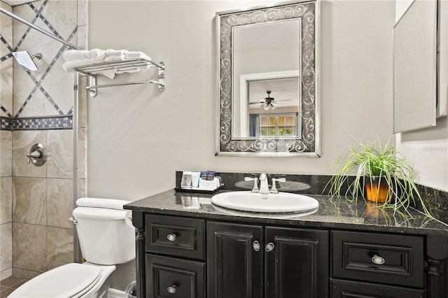 3506 54th Dr W Unit 108, Bradenton, FL 34210 - full bath with toilet, ceiling fan, a tile shower, and vanity