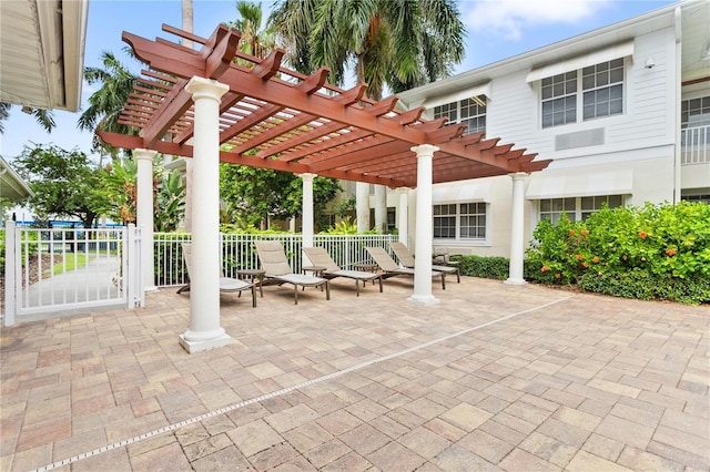 3506 54th Dr W Unit 108, Bradenton, FL 34210 - view of patio featuring fence and a pergola