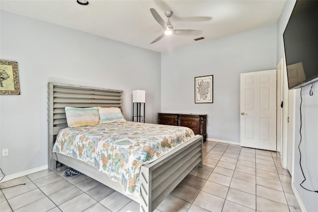3238 Cullendale Dr, Tampa, FL 33618 - bedroom featuring tile patterned flooring, a ceiling fan, baseboards, and visible vents