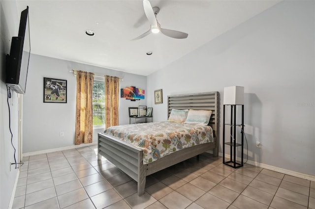 3238 Cullendale Dr, Tampa, FL 33618 - bedroom with baseboards, recessed lighting, ceiling fan, and light tile patterned floors